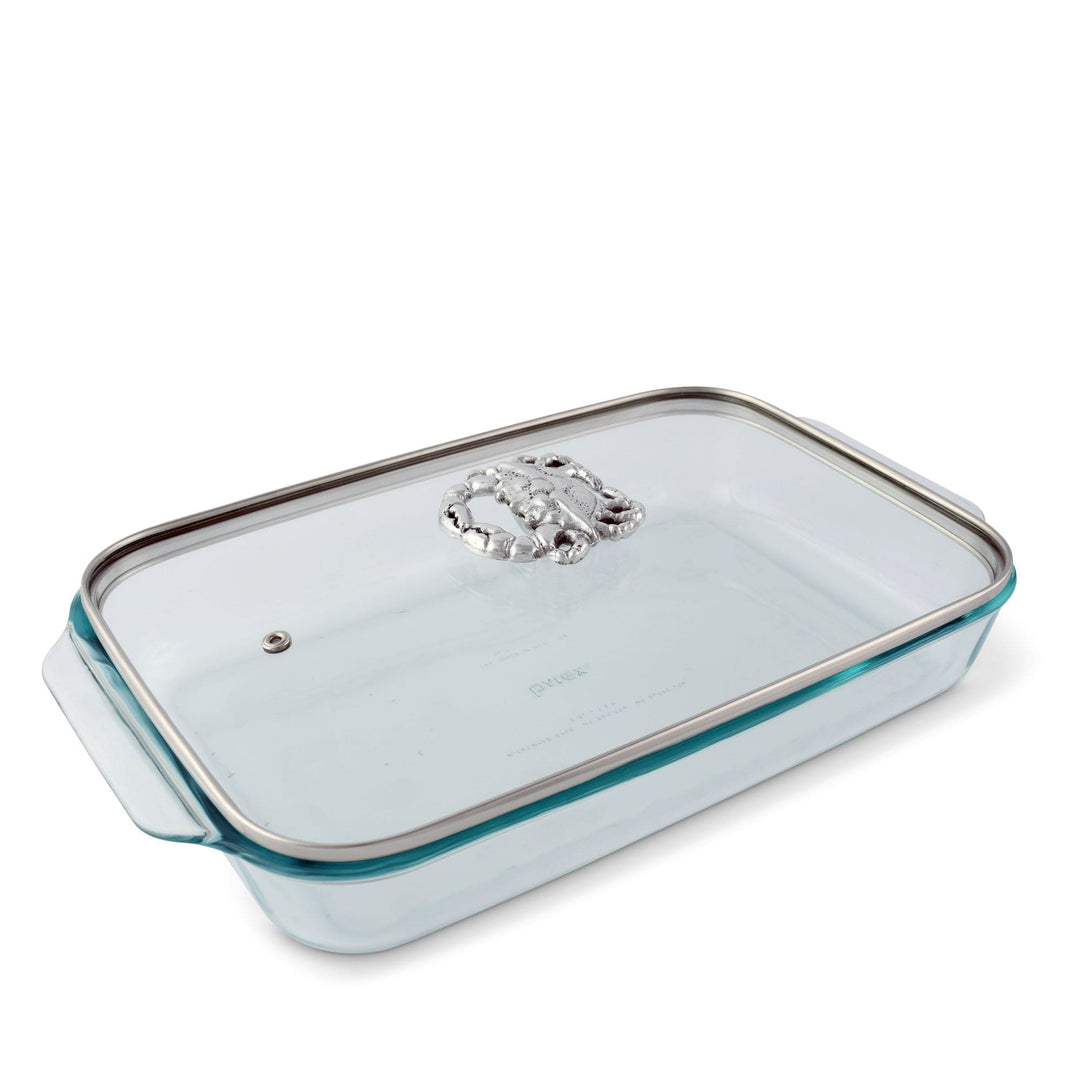 Crab Lid with Pyrex 3 quart Baking Dish - Glass w/ aluminum - Coastal Compass Home Decor