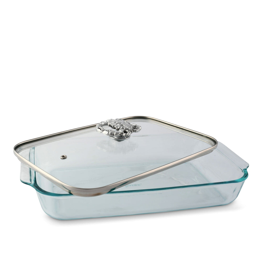 Crab Lid with Pyrex 3 quart Baking Dish - Glass w/ aluminum - Coastal Compass Home Decor