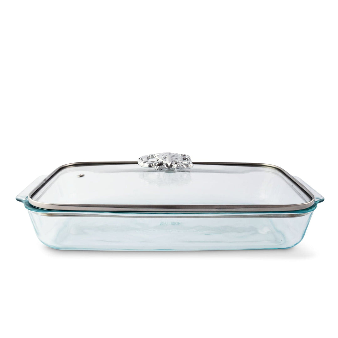 Crab Lid with Pyrex 3 quart Baking Dish - Glass w/ aluminum - Coastal Compass Home Decor