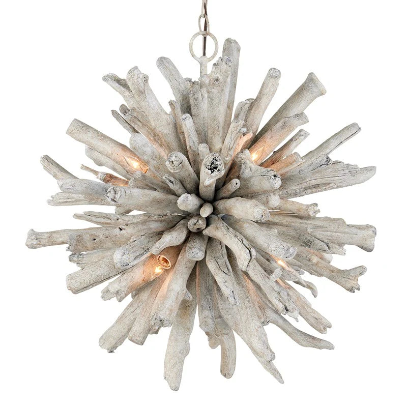 Globe-llike coastal Driftwood Starburst Pendant Light - Coastal Compass Home Decor