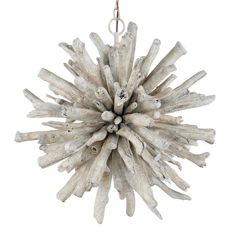 Globe-llike coastal Driftwood Starburst Pendant Light - Coastal Compass Home Decor