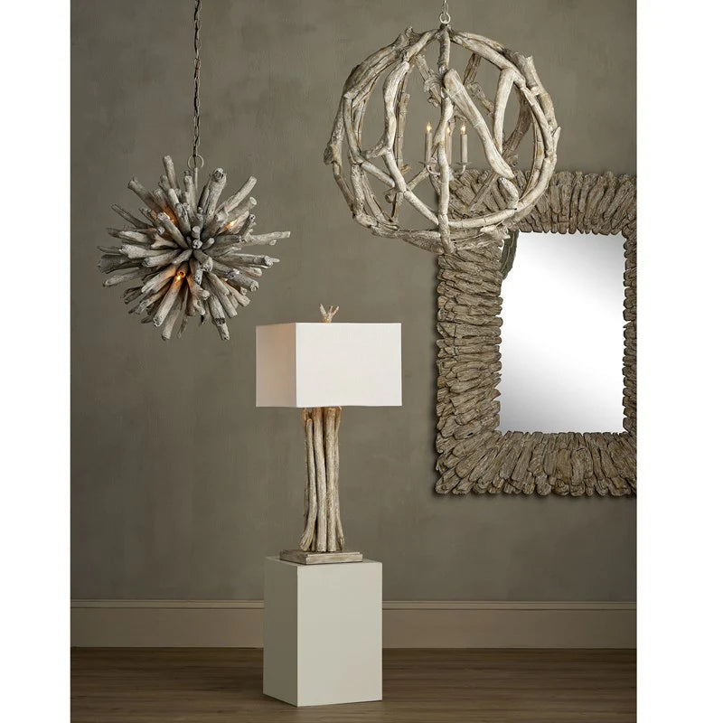 Globe-llike coastal Driftwood Starburst Pendant Lights - Coastal Compass Home Decor