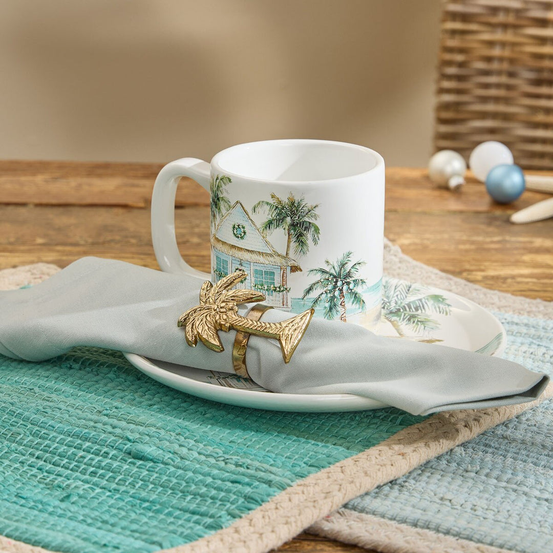 Gold Palm Tree Napkin Rings