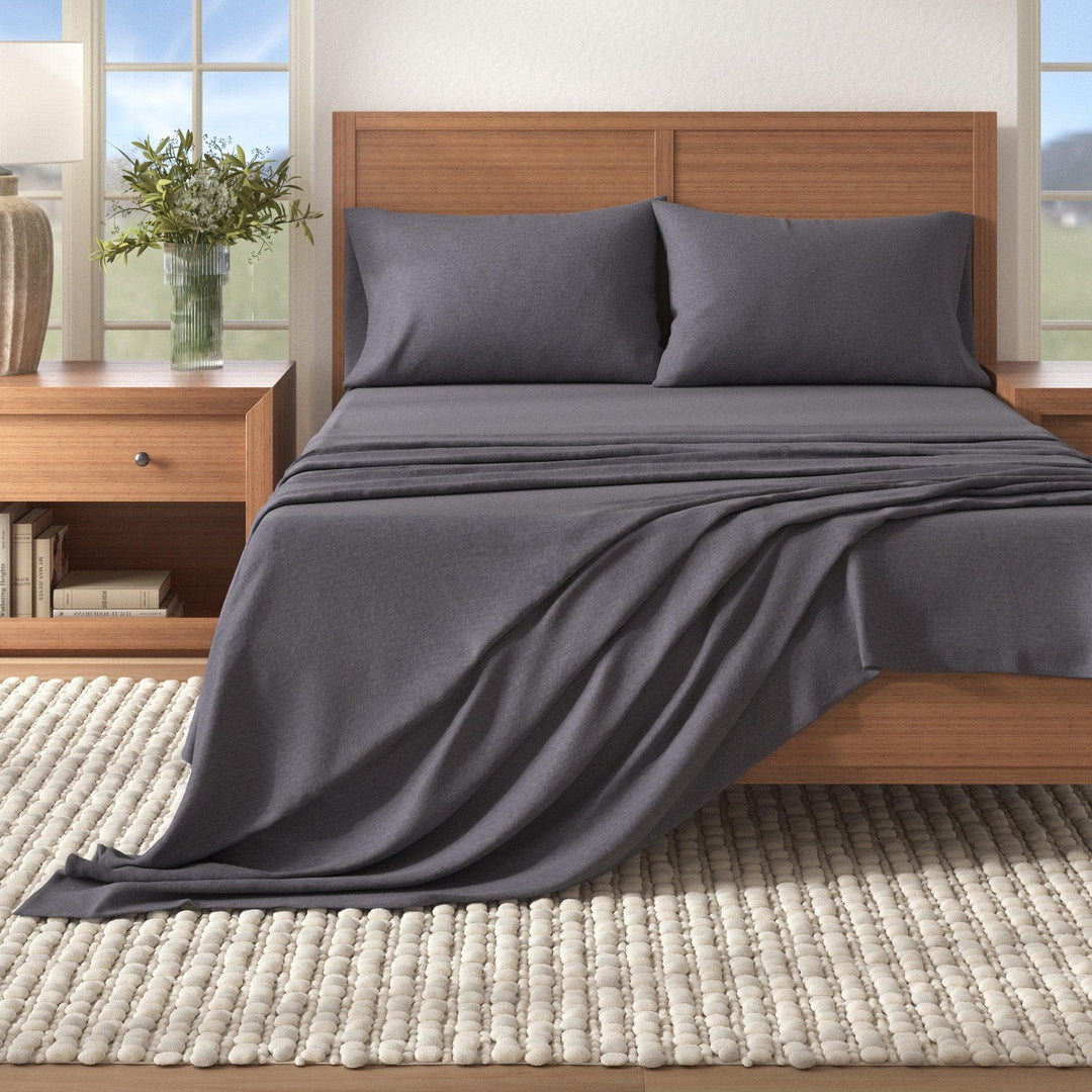 Anders 4 Piece Heathered Cotton Blend Flannel Sheet Set