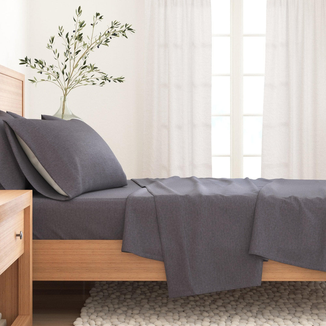 Anders 4 Piece Heathered Cotton Blend Flannel Sheet Set