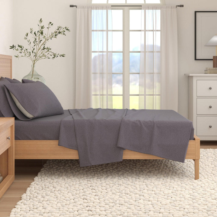 Anders 4 Piece Heathered Cotton Blend Flannel Sheet Set