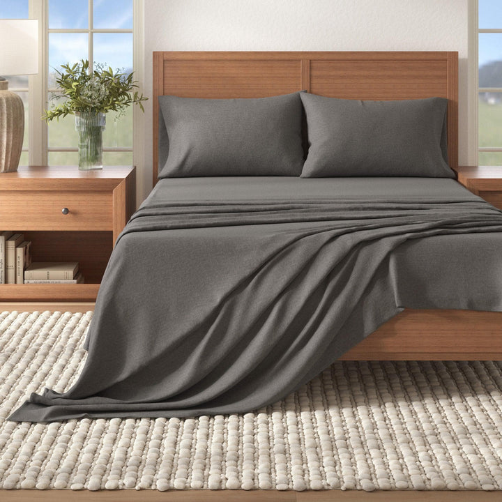 Anders 4 Piece Heathered Cotton Blend Flannel Sheet Set