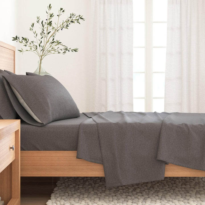 Anders 4 Piece Heathered Cotton Blend Flannel Sheet Set
