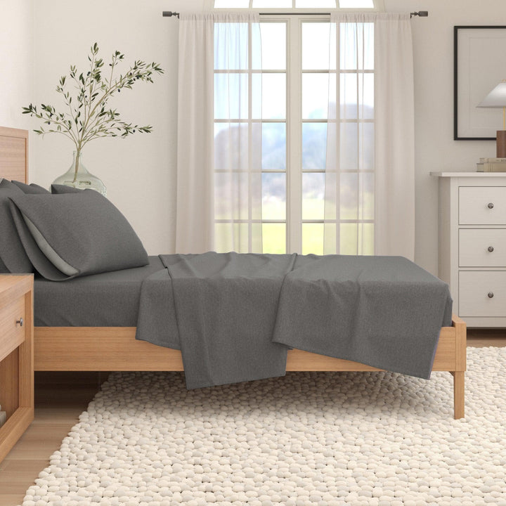 Anders 4 Piece Heathered Cotton Blend Flannel Sheet Set