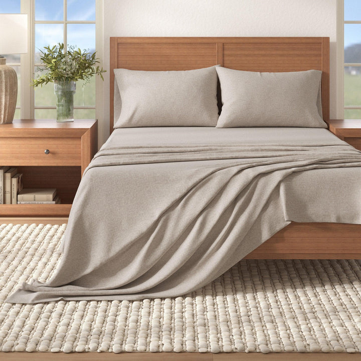 Anders 4 Piece Heathered Cotton Blend Flannel Sheet Set