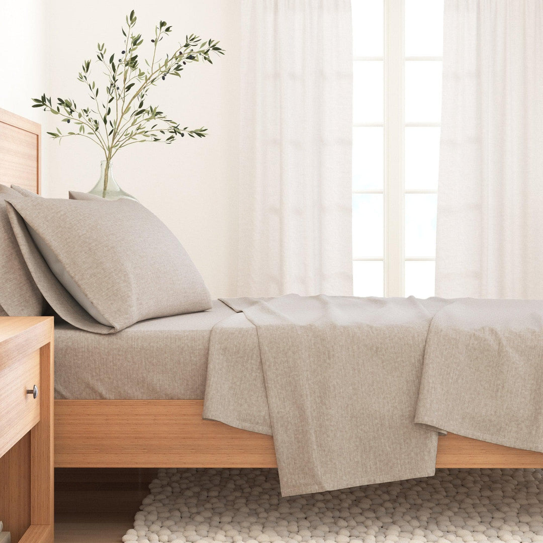 Anders 4 Piece Heathered Cotton Blend Flannel Sheet Set