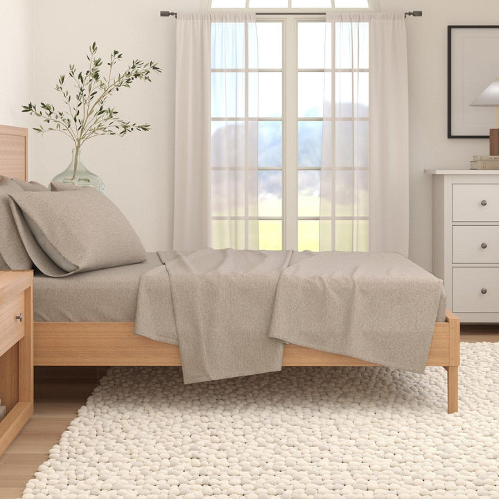 Anders 4 Piece Heathered Cotton Blend Flannel Sheet Set