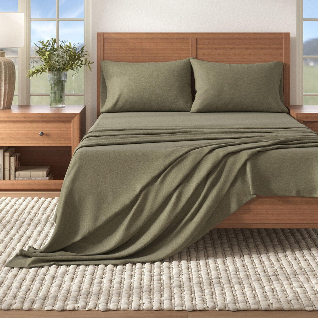 Anders 4 Piece Heathered Cotton Blend Flannel Sheet Set