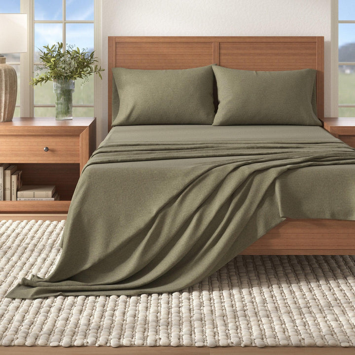Anders 4 Piece Heathered Cotton Blend Flannel Sheet Set
