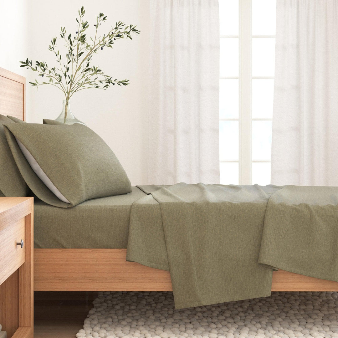 Anders 4 Piece Heathered Cotton Blend Flannel Sheet Set