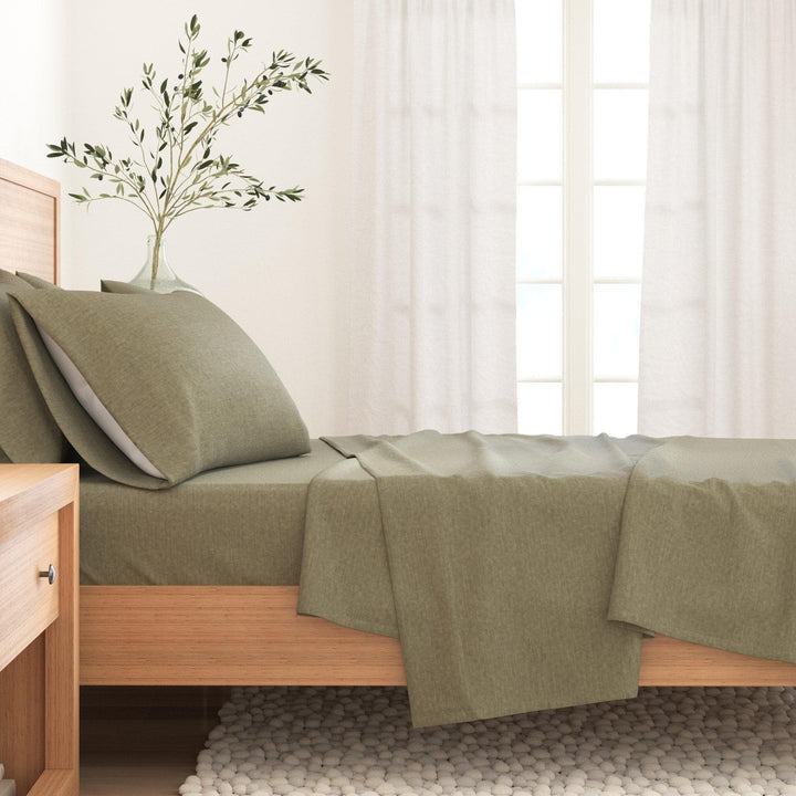 Anders 4 Piece Heathered Cotton Blend Flannel Sheet Set