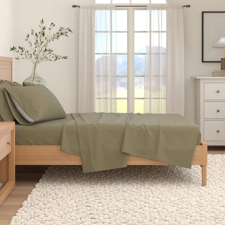 Anders 4 Piece Heathered Cotton Blend Flannel Sheet Set