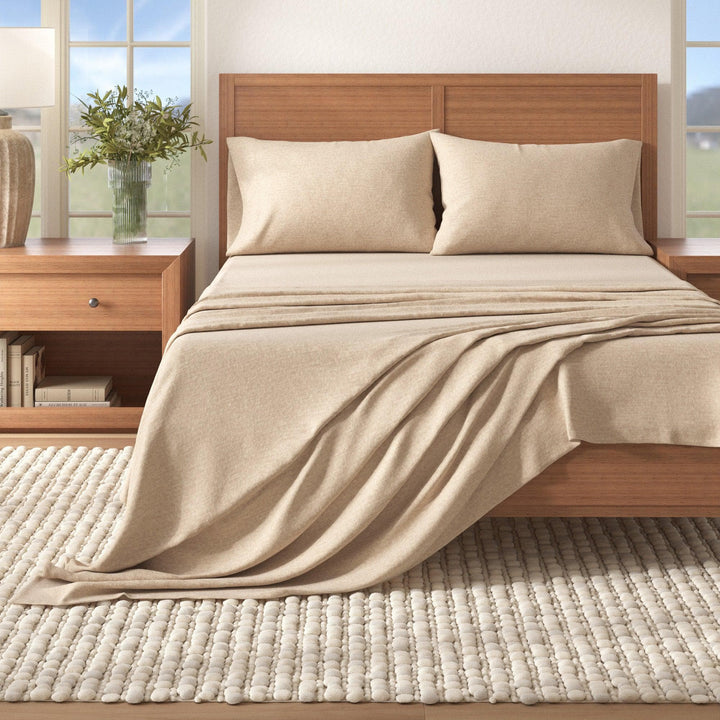 Anders 4 Piece Heathered Cotton Blend Flannel Sheet Set