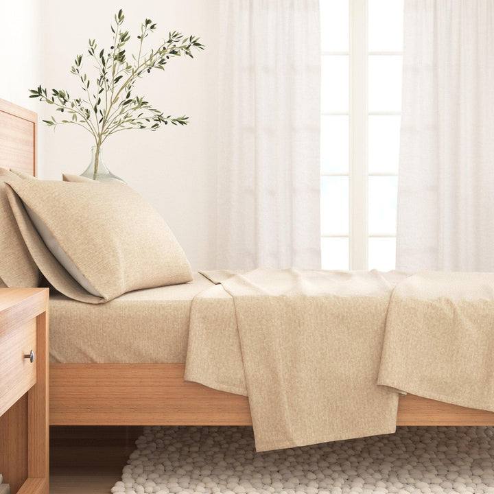 Anders 4 Piece Heathered Cotton Blend Flannel Sheet Set