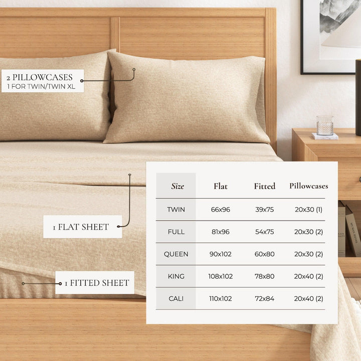 Anders 4 Piece Heathered Cotton Blend Flannel Sheet Set
