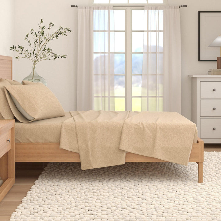 Anders 4 Piece Heathered Cotton Blend Flannel Sheet Set