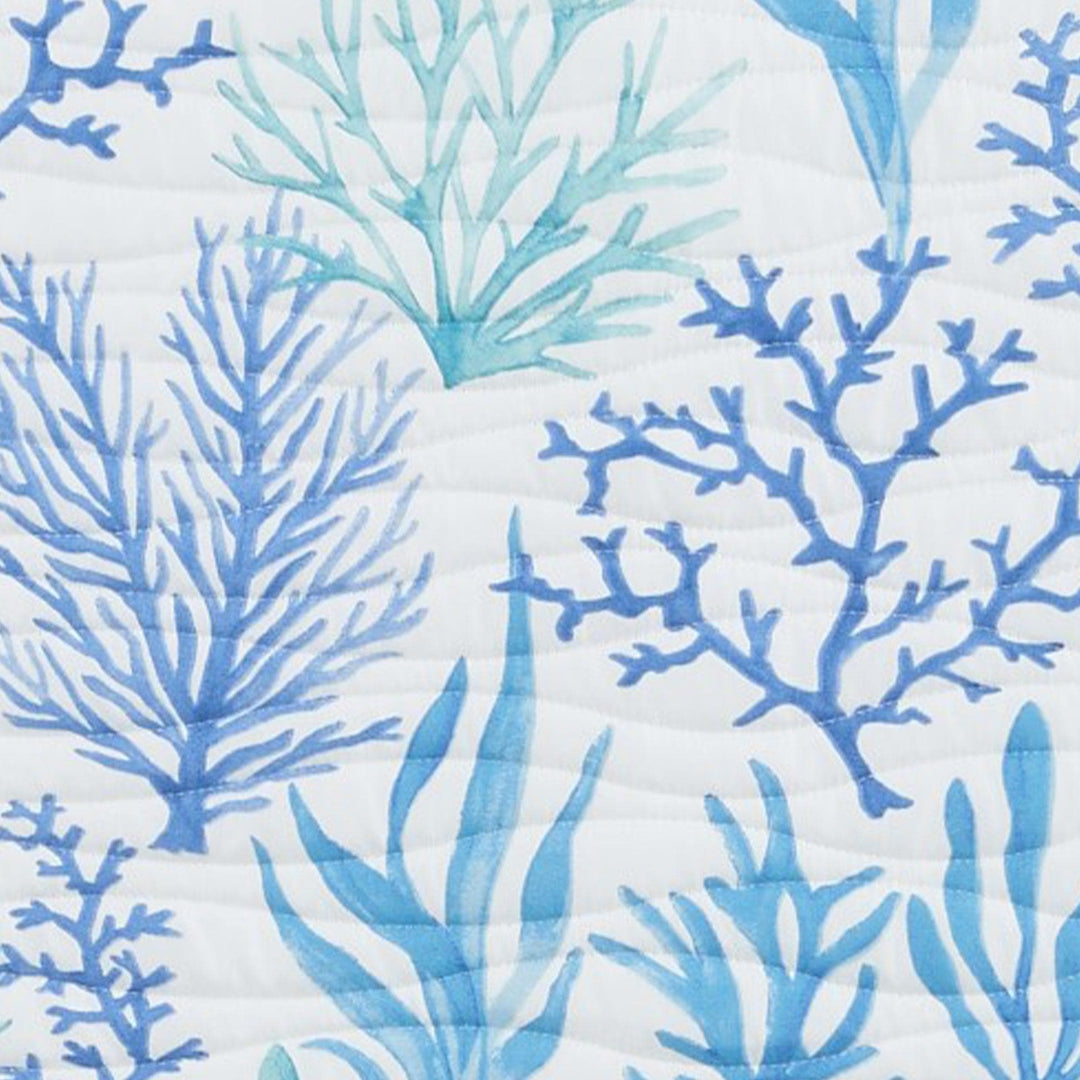Coral Blue Reversible Quilt Set