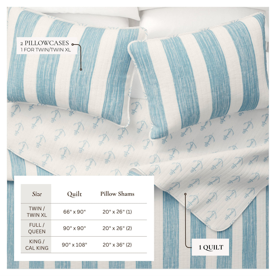 Anchor Bay Stripe Reversible Quilt Set
