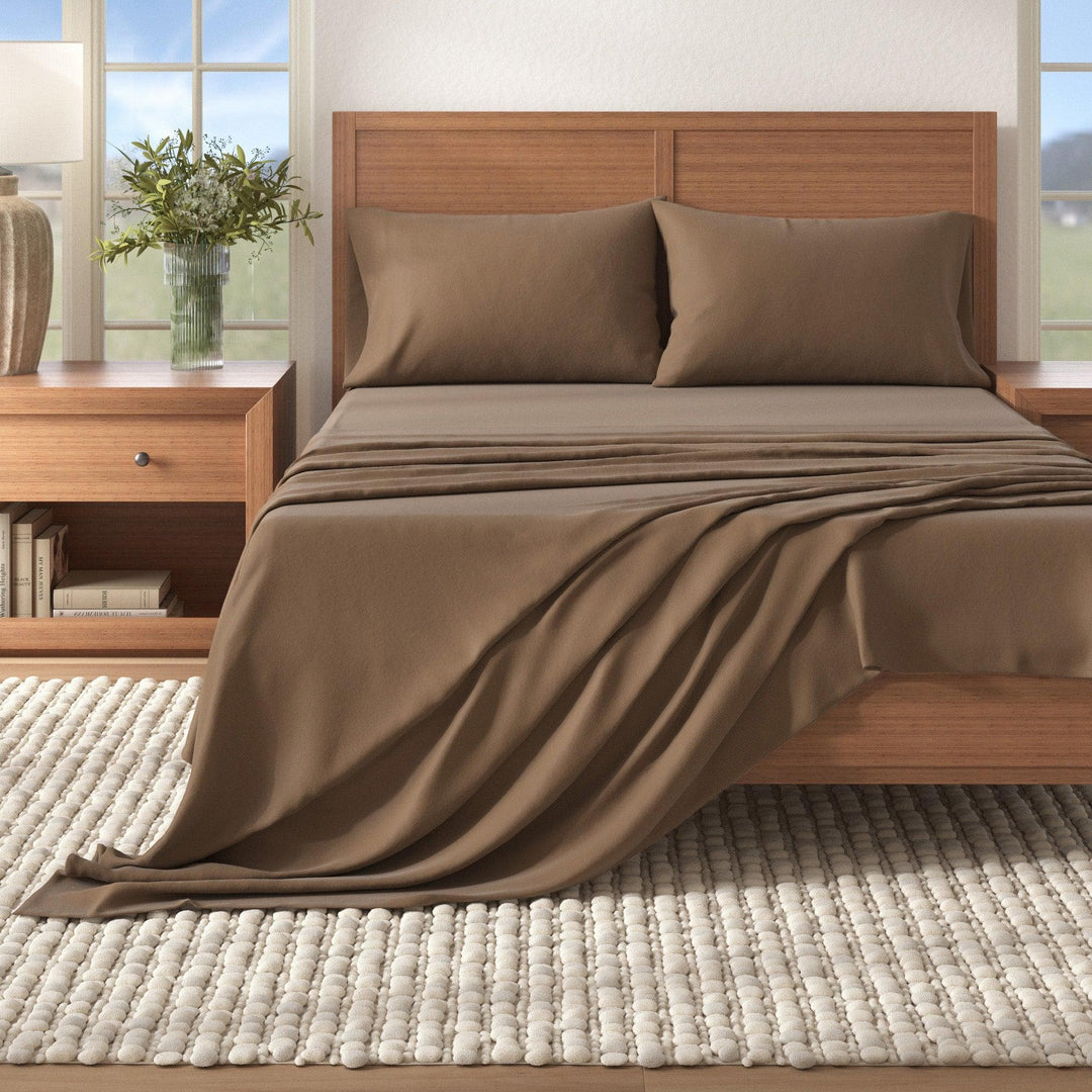 Nordic 4-Piece Cotton Solid Flannel Sheet