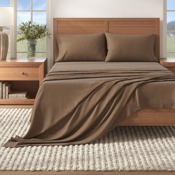 Nordic 4-Piece Cotton Solid Flannel Sheet