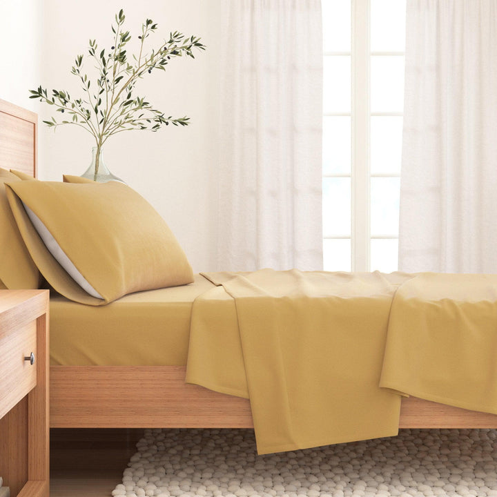 Nordic 4-Piece Cotton Solid Flannel Sheet