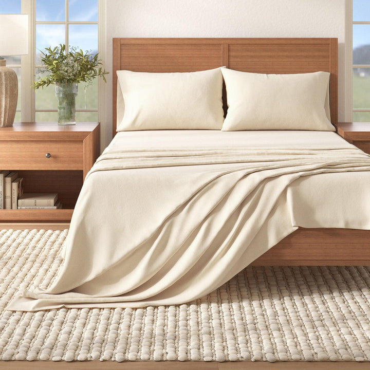 Nordic 4-Piece Cotton Solid Flannel Sheet