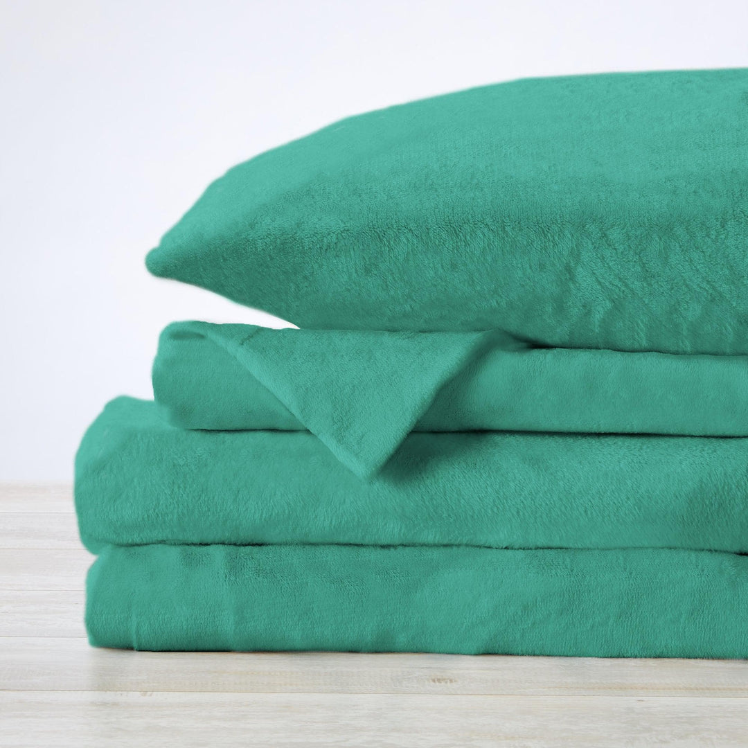 4-Piece Solid Plush Sheet - Velvet Luxe Collection