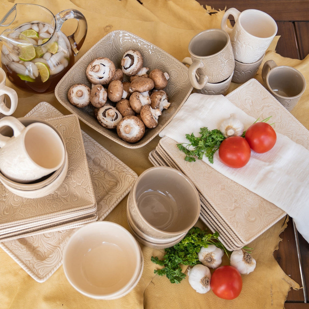 Floral Embossed Dinnerware Set