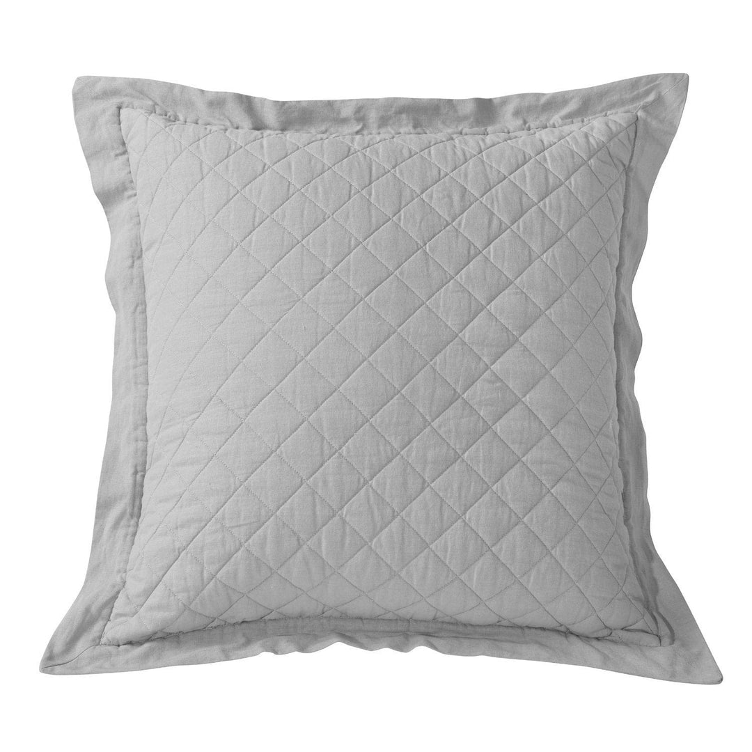 Linen & Cotton Diamond Quilted Euro Sham in Grey color from HiEnd Accents