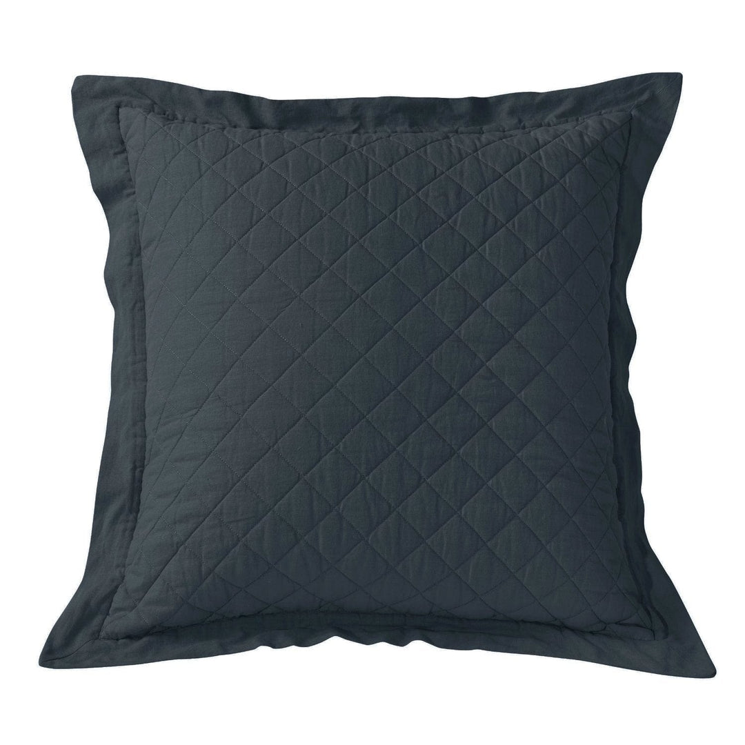 Linen & Cotton Diamond Quilted Euro Sham in Navy color from HiEnd Accents