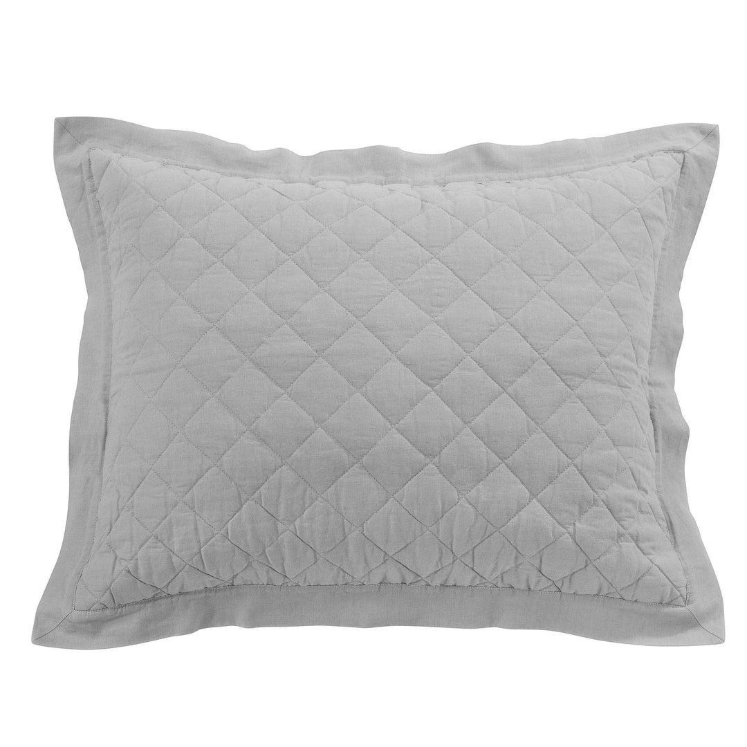 Linen & Cotton Quilted Pillow Sham in Grey color from HiEnd Accents