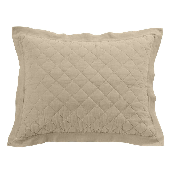 Linen & Cotton Quilted Pillow Sham in Light Tan color from HiEnd Accents