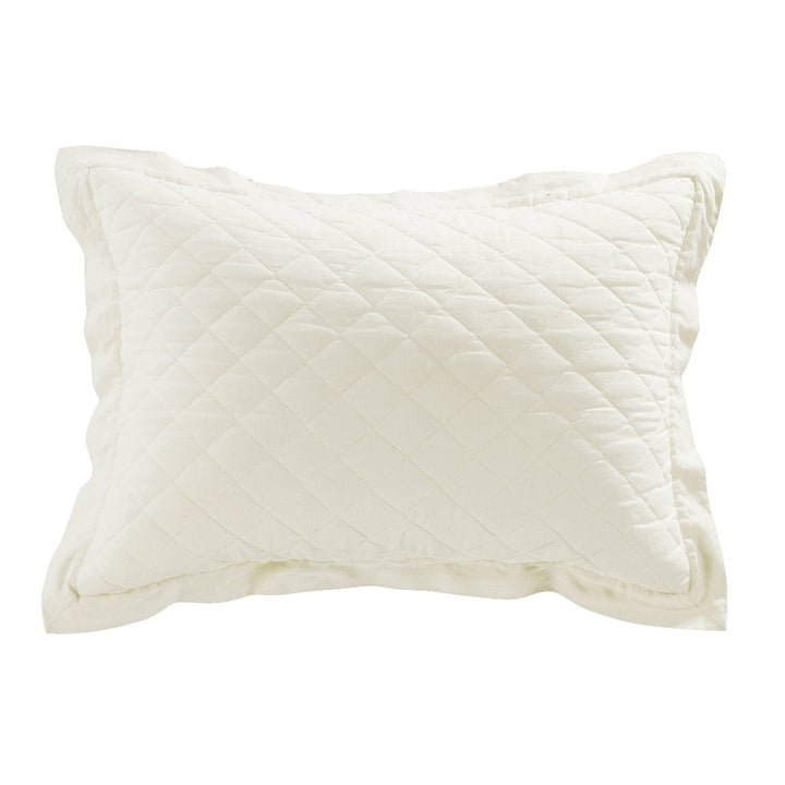 Linen & Cotton Quilted Pillow Sham in Vintage White color from HiEnd Accents