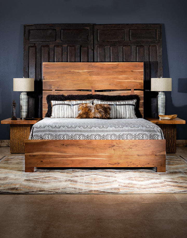 Modern Rustic Acacia Bed with live edge - The Coastal Compass Home Decor