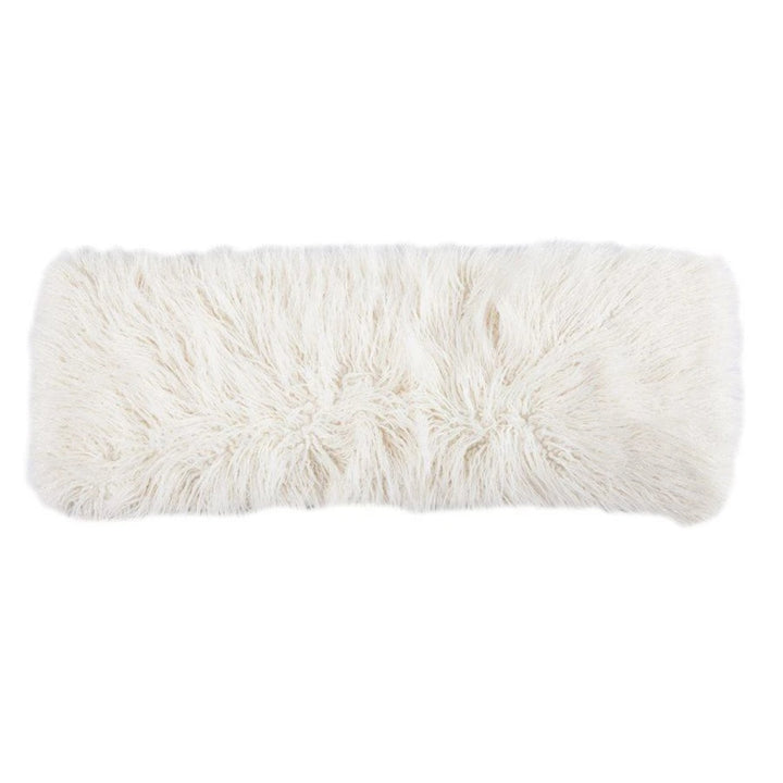 Mongolian Faux Fur Lumbar Pillow in White Color from HiEnd Accents
