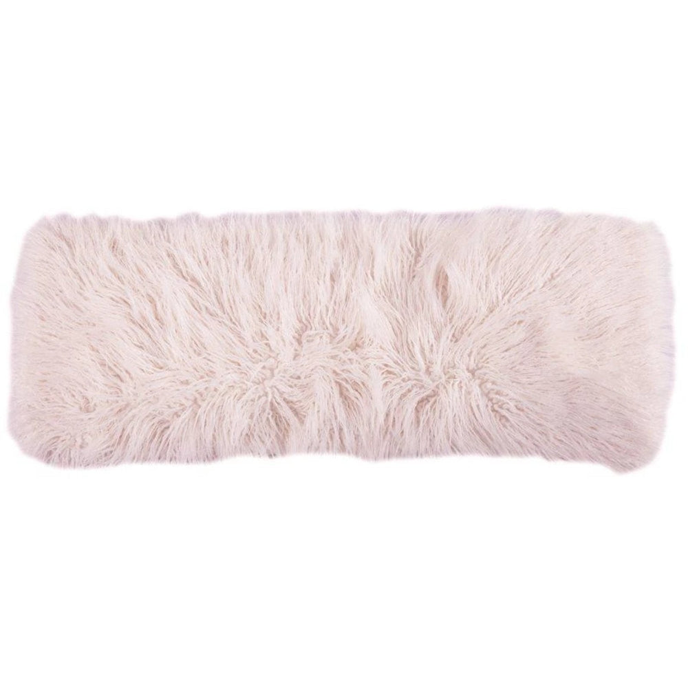 Mongolian Faux Fur Lumbar Pillow in Blush Color from HiEnd Accents