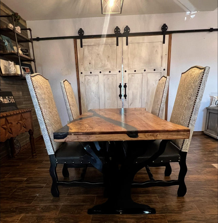 Paisley Dove Leather Dining Chair