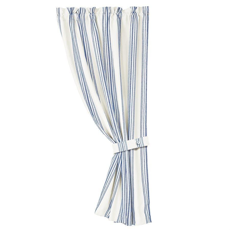 Product shot of Prescott Navy Stripe Curtains with Tieback