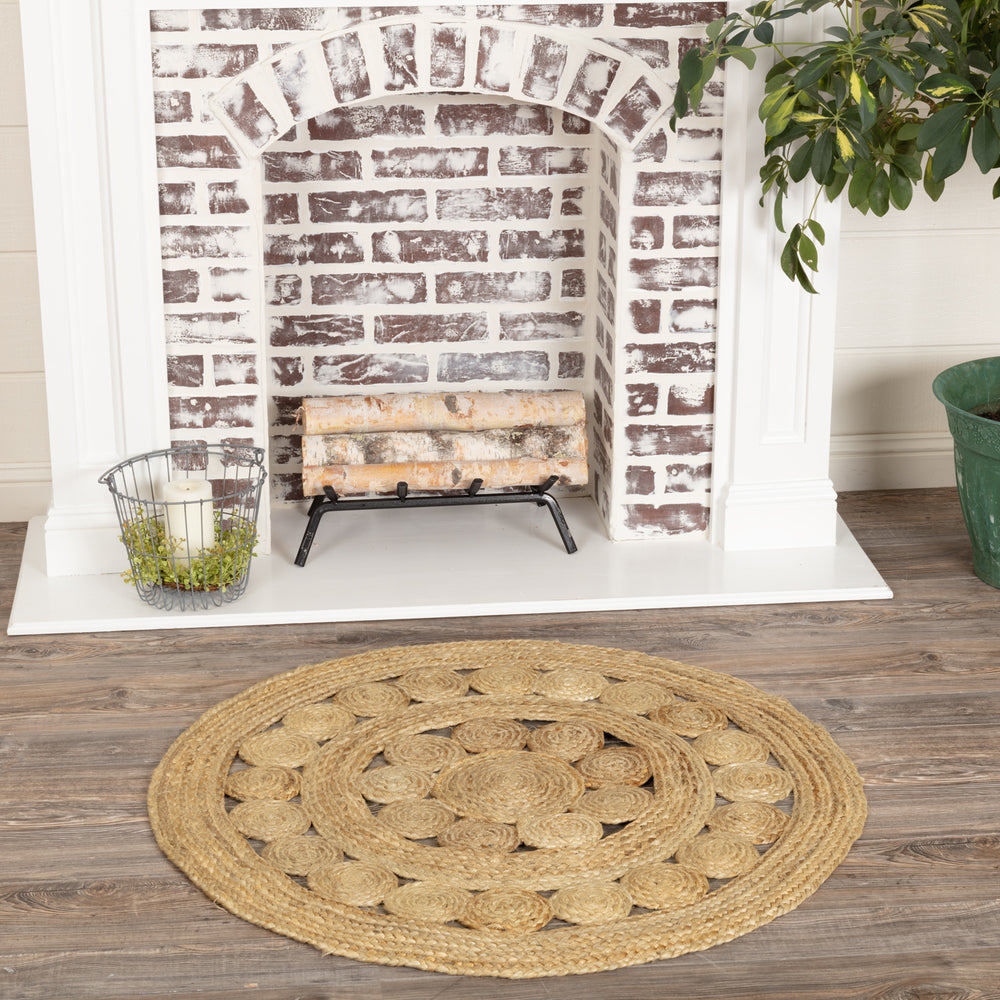 3 foot round braided jute accent rug - The Coastal Compass Home Decor