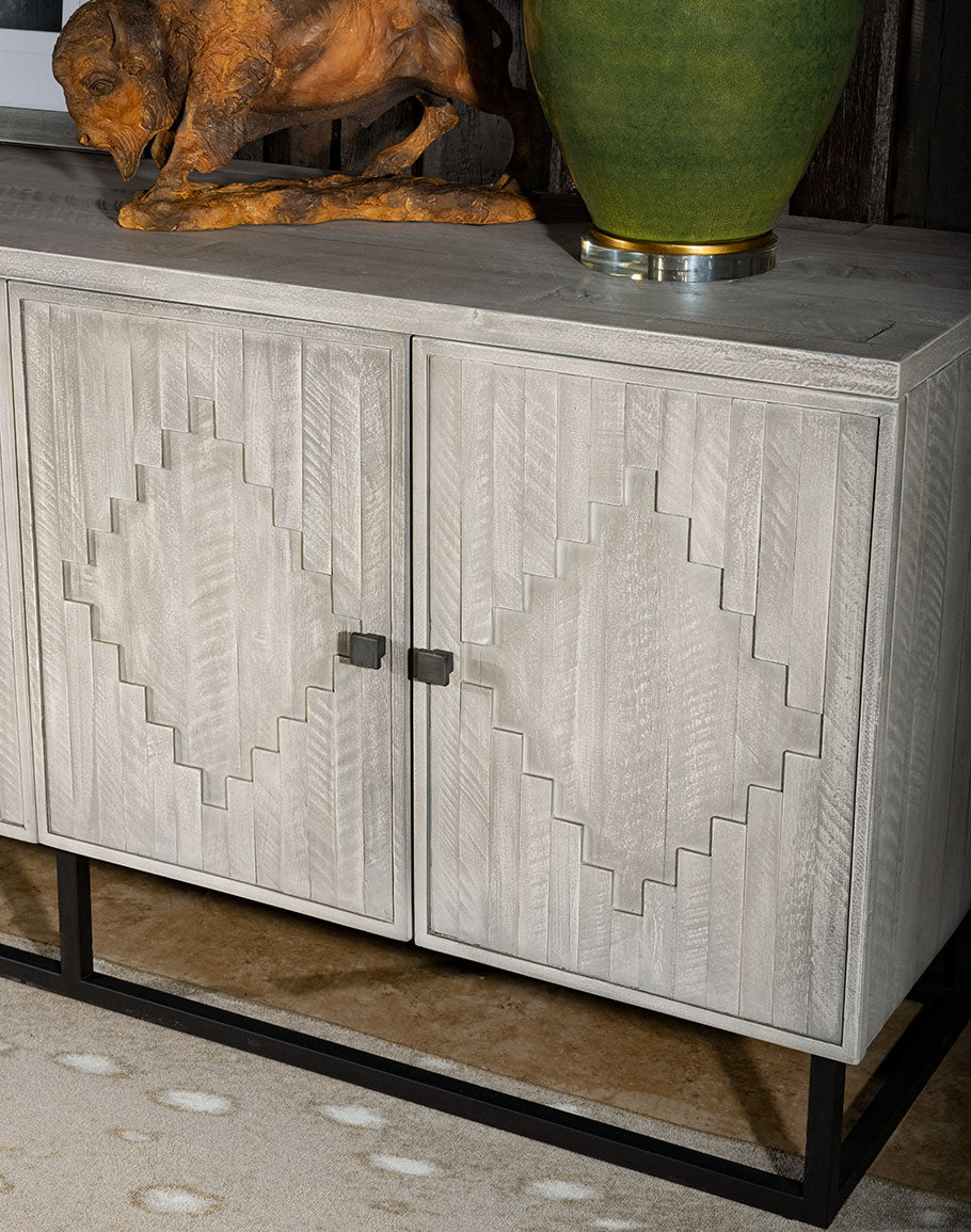 Rustic shores credenza with white wash distressed finish - The Coastal Compass Home Decor