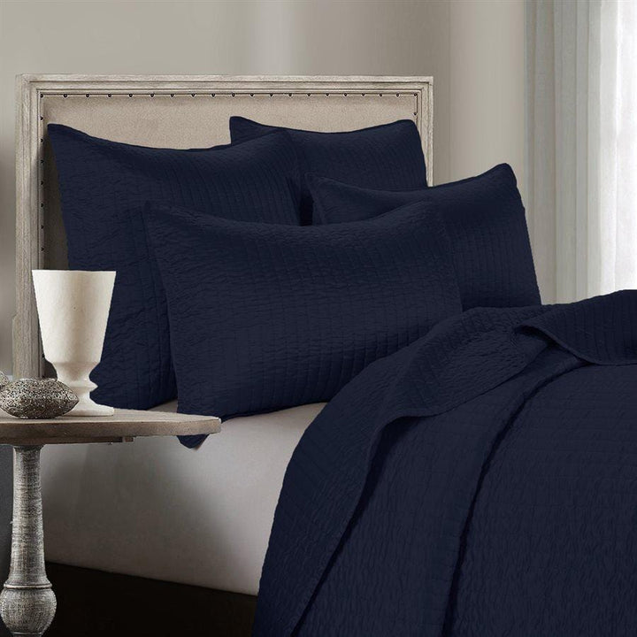 Satin Channel Quilt Set in Navy color from HiEnd Accents