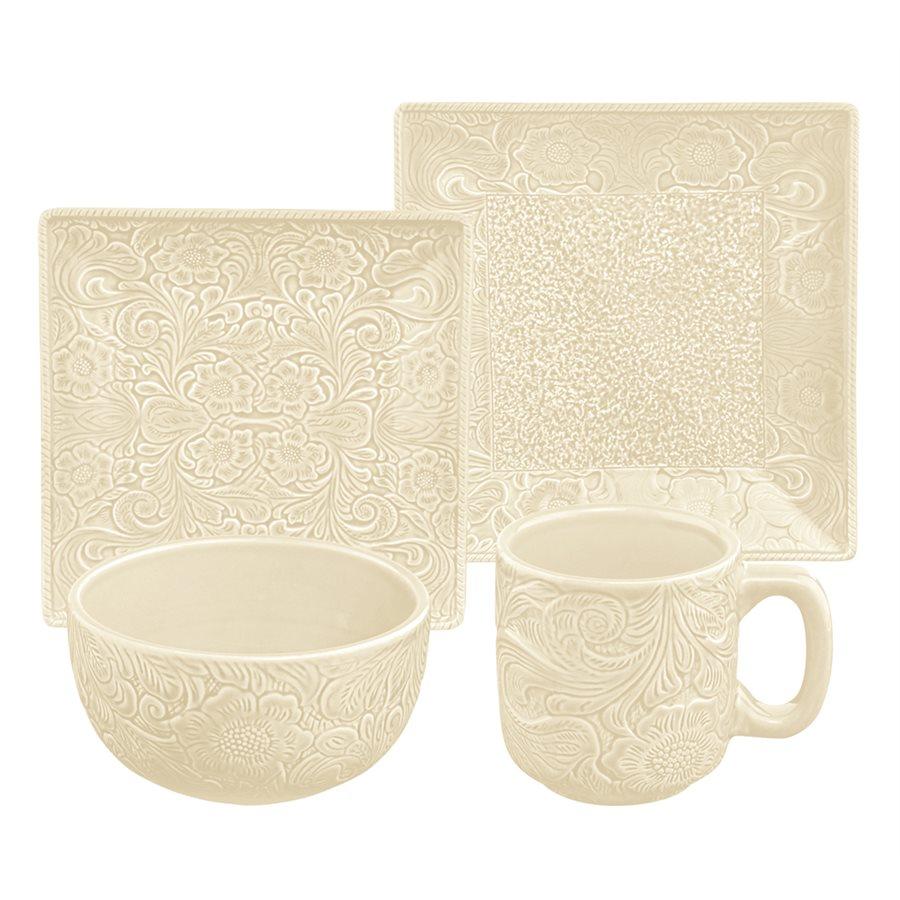 Floral Embossed Dinnerware Set