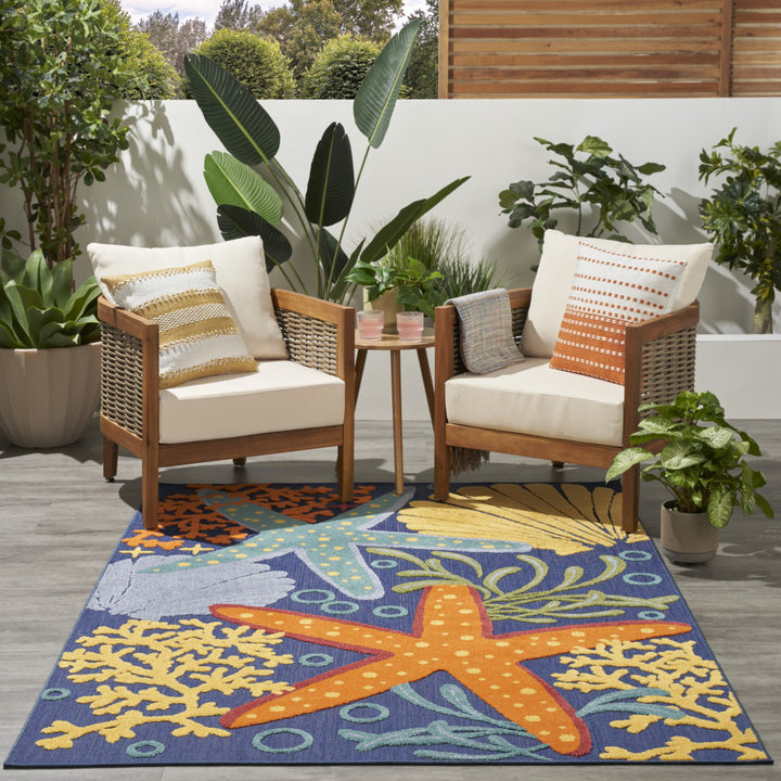 Colorful beach house outdoor rug