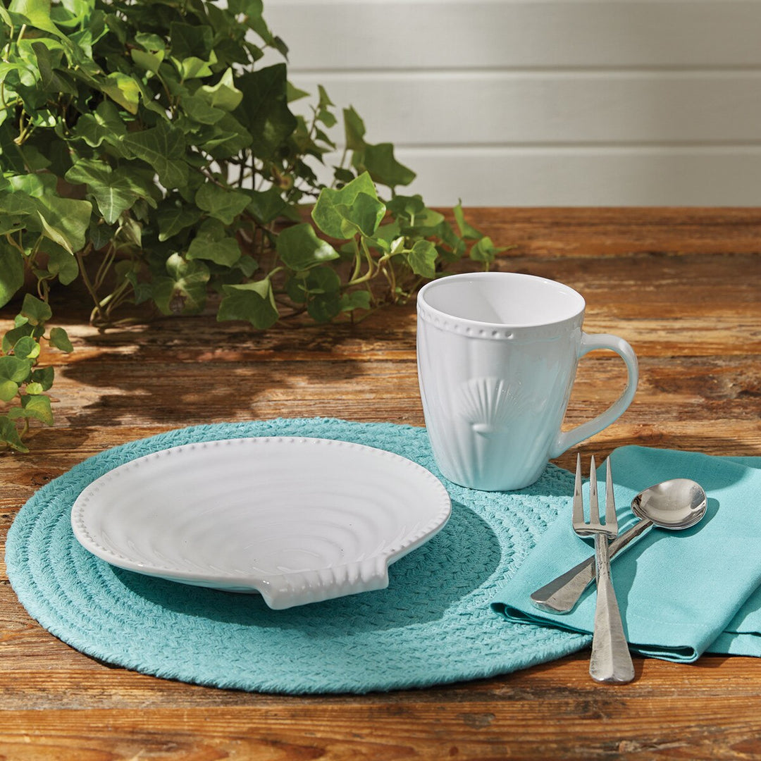 Shell Dinnerware Seashell Dinnerware Set 16-Piece | White Coastal Ceramic Tableware ...