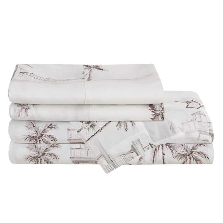Folded seaside beach sheet set - Coastal Compass Home Decor